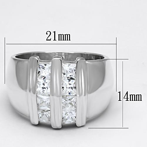 LOS623 Silver 925 Sterling Silver Ring featuring a clear AAA Grade CZ stone, showcasing its elegant design and polished finish.