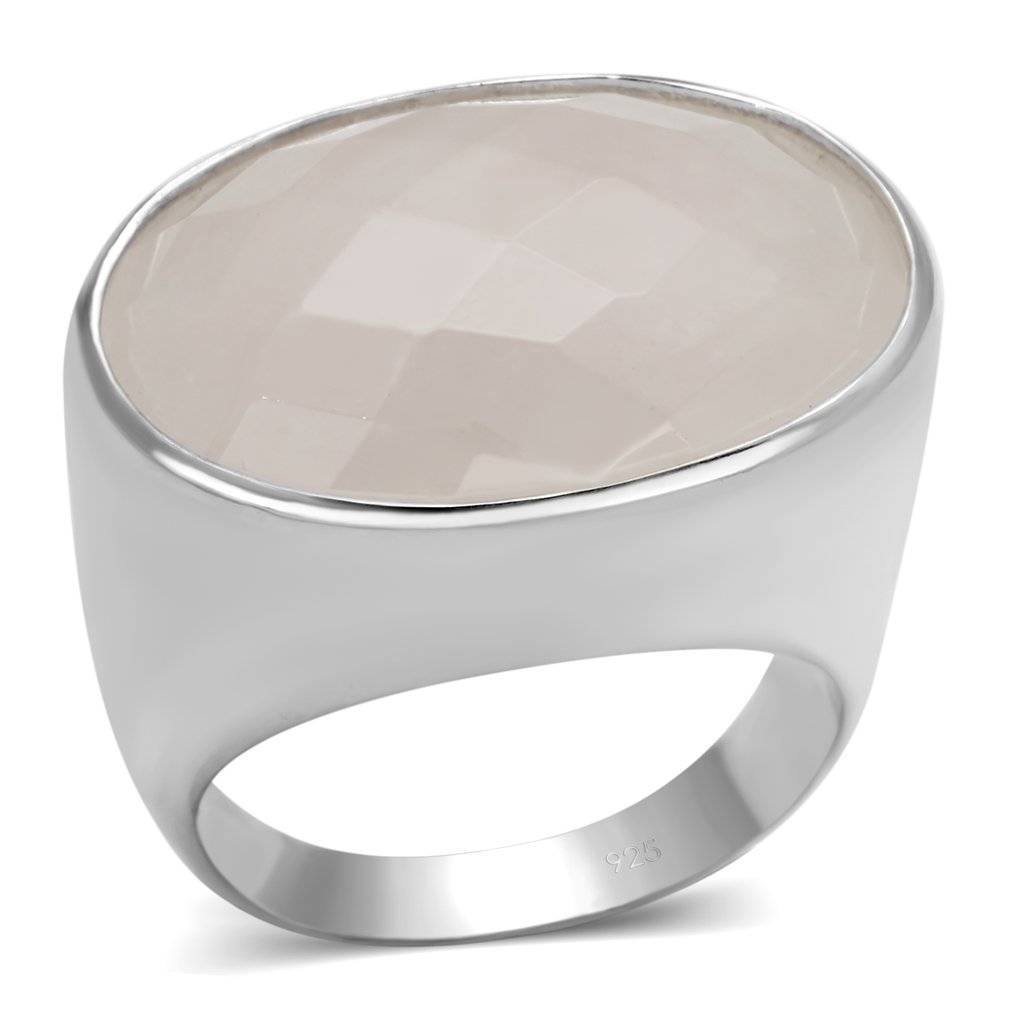 LOS638 Silver 925 Sterling Silver Ring featuring a rose-colored AAA Grade CZ stone, showcasing elegance and craftsmanship.