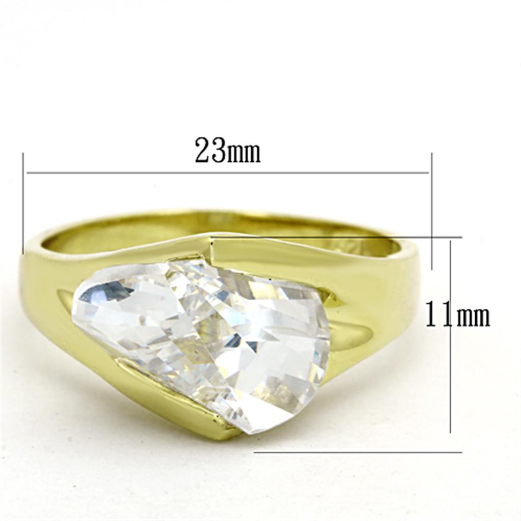 LOS651 Gold 925 Sterling Silver Ring featuring a clear AAA Grade CZ stone, showcasing a luxurious gold finish.