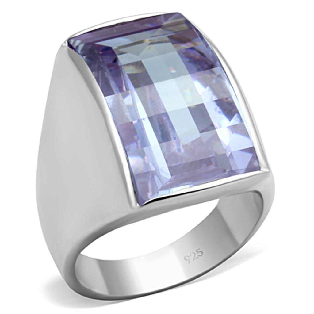 LOS692 Silver 925 Sterling Silver Ring featuring AAA Grade CZ in Light Amethyst, showcasing its elegant design and high-quality craftsmanship.