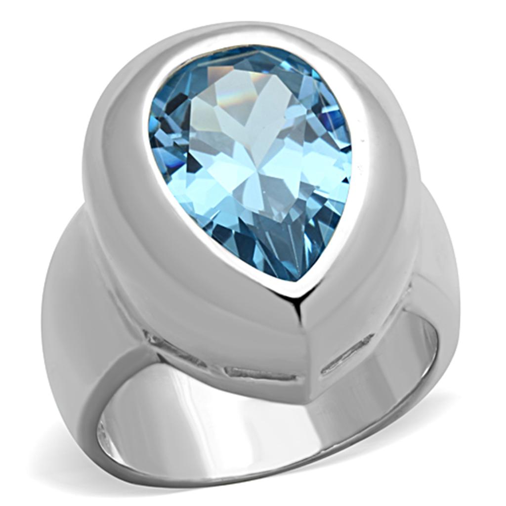 LOS739 Silver 925 Sterling Silver Ring featuring a vibrant synthetic sea blue spinel, elegantly designed for style and comfort.