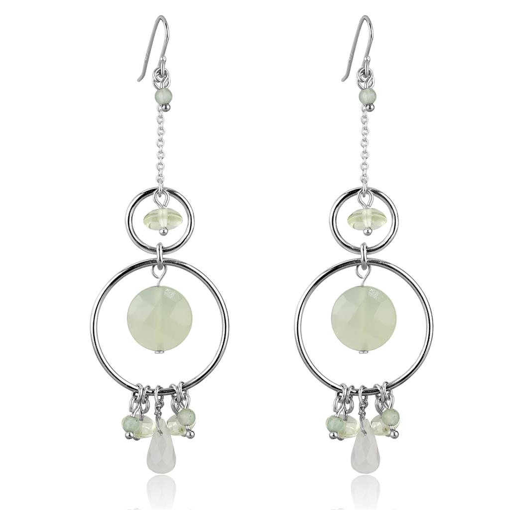 LOS791 Silver 925 Sterling Silver Earrings featuring vibrant multi-color synthetic jade stones, elegantly designed for any occasion.