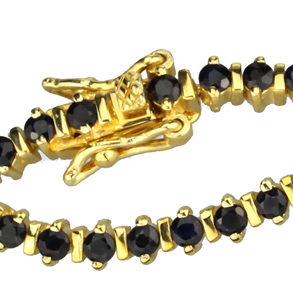 LOS838 Gold 925 Sterling Silver Bracelet featuring AAA Grade CZ stones in Jet color, showcasing its elegant design and luxurious finish.