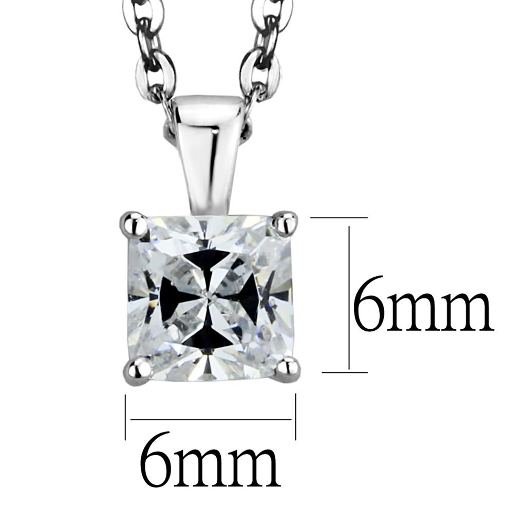 LOS893 Rhodium 925 Sterling Silver Chain Pendant featuring a clear AAA Grade CZ stone, elegantly designed for everyday wear.