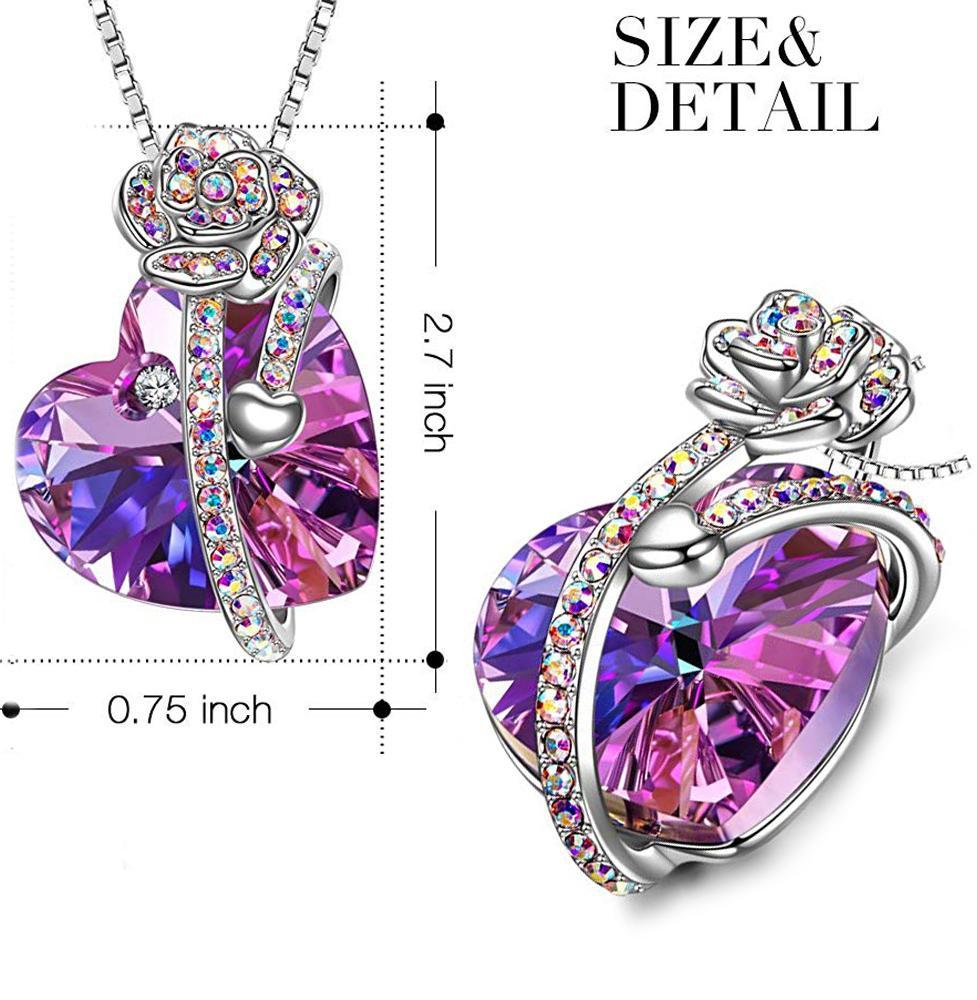 LOVE OF ROSE Changing Pink Stone Necklace featuring 18K white gold plating and Austrian crystals, elegantly designed in Italy.