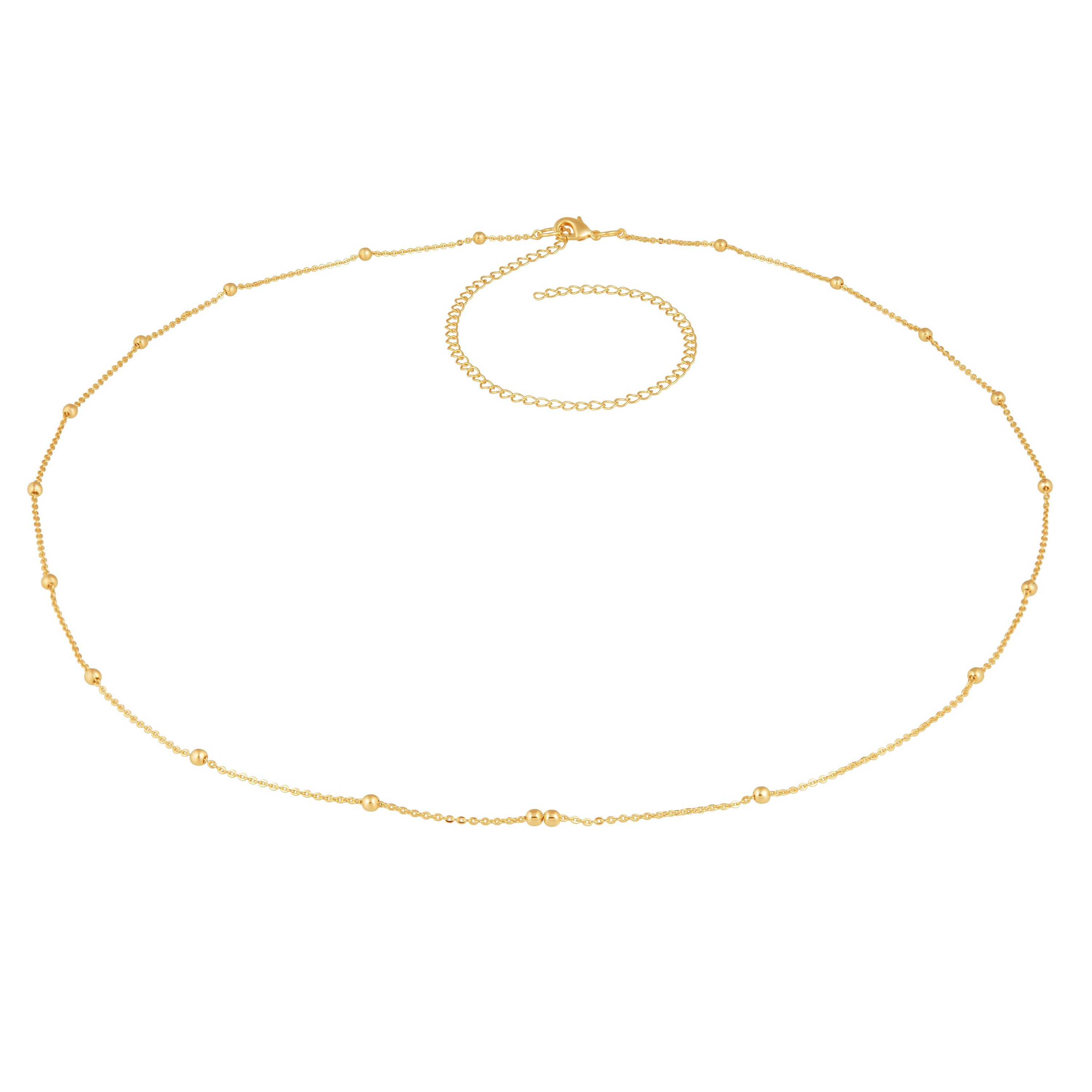 Luli Bead Belly Chain featuring a gold overlay design, adjustable chains, and a stylish look perfect for beachwear.