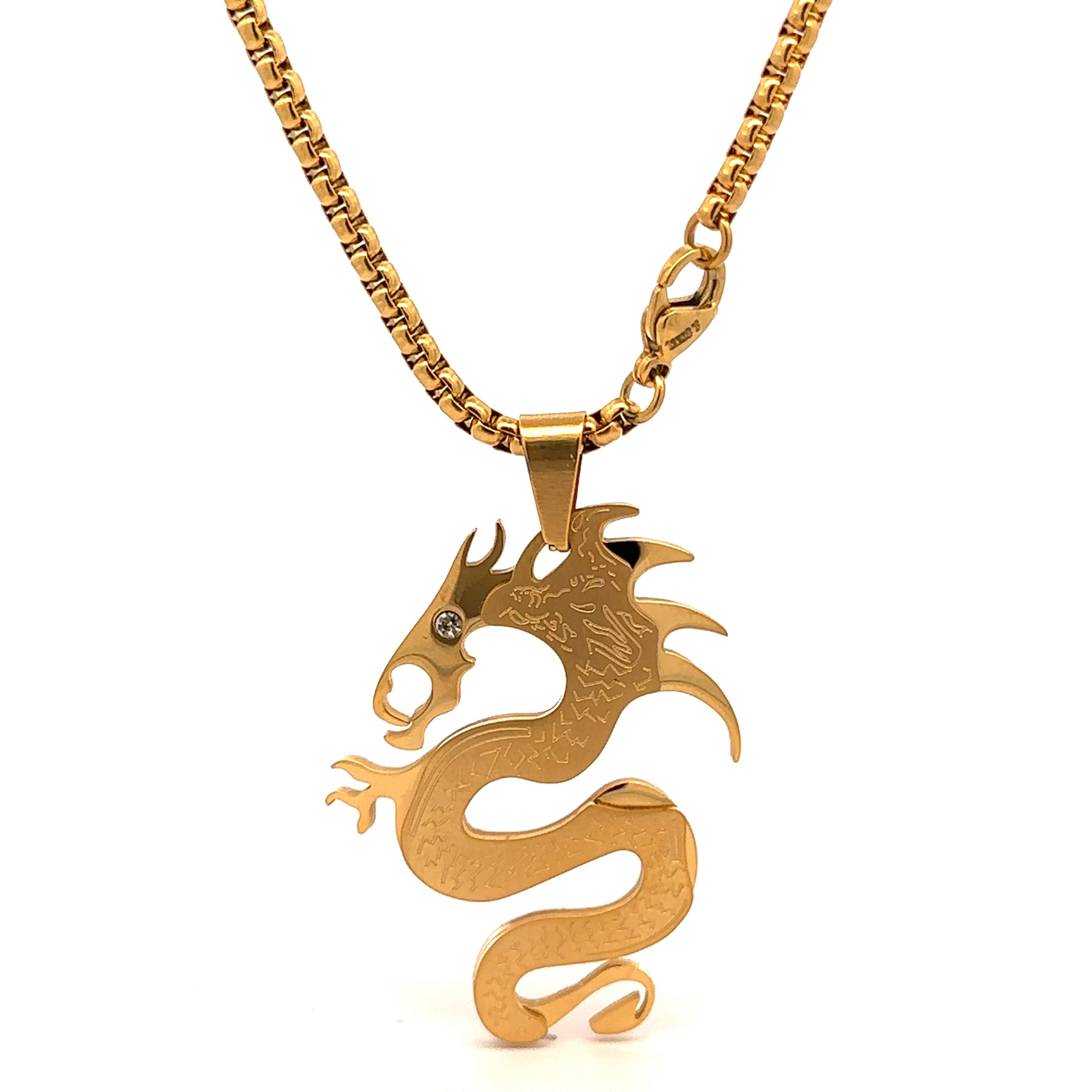 LUNARIS Steel Gold Necklace featuring a celestial design, crafted from durable steel for everyday elegance.