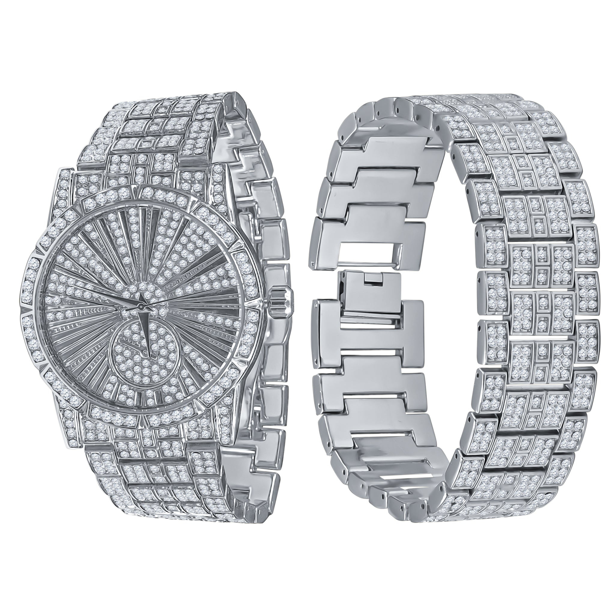 LUXE Crystal Watch Set featuring sparkling crystals, elegant design, and adjustable links, perfect for luxury enthusiasts.