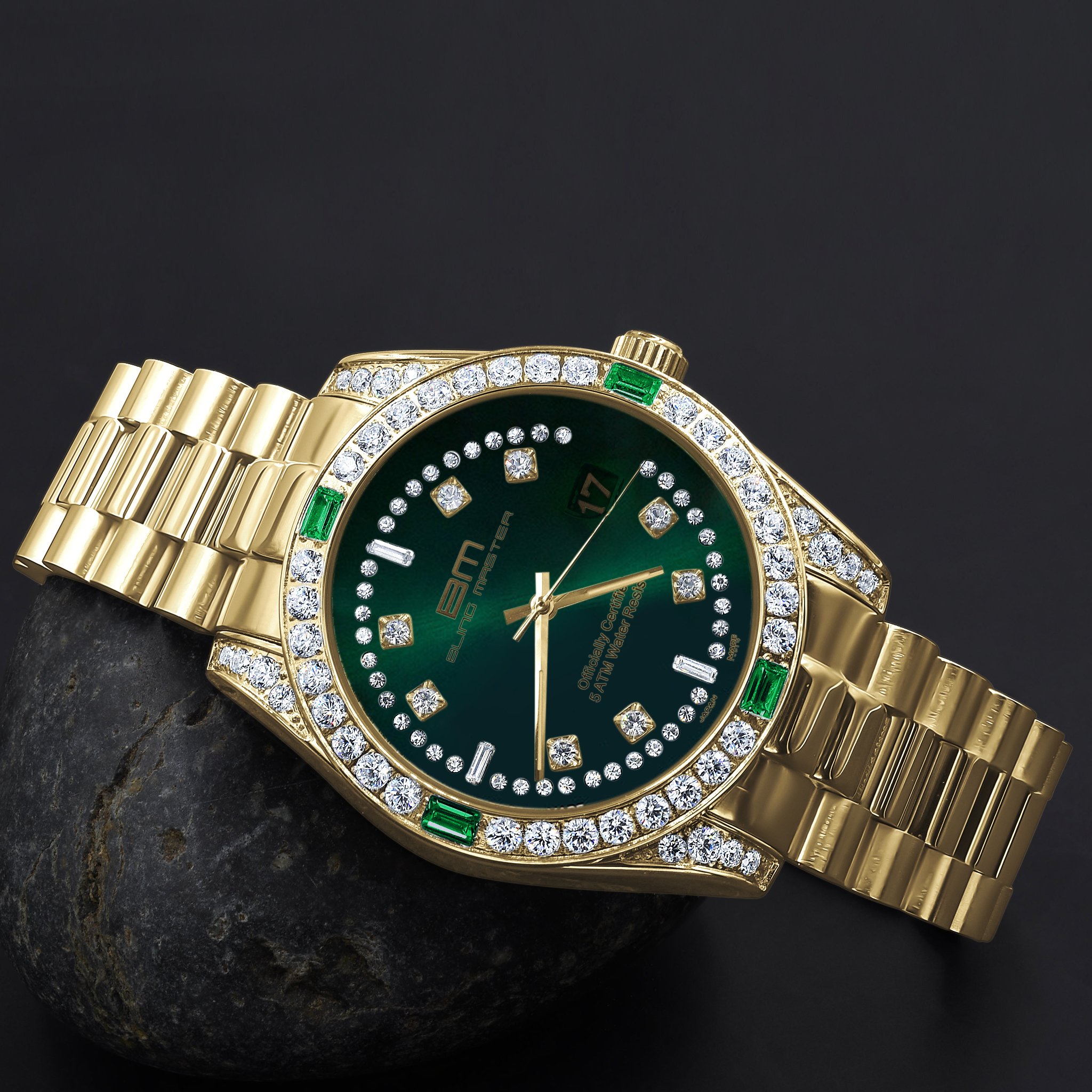 MAJESTY Steel CZ Watch featuring stainless steel body and cubic zirconia stones, showcasing elegance and durability.