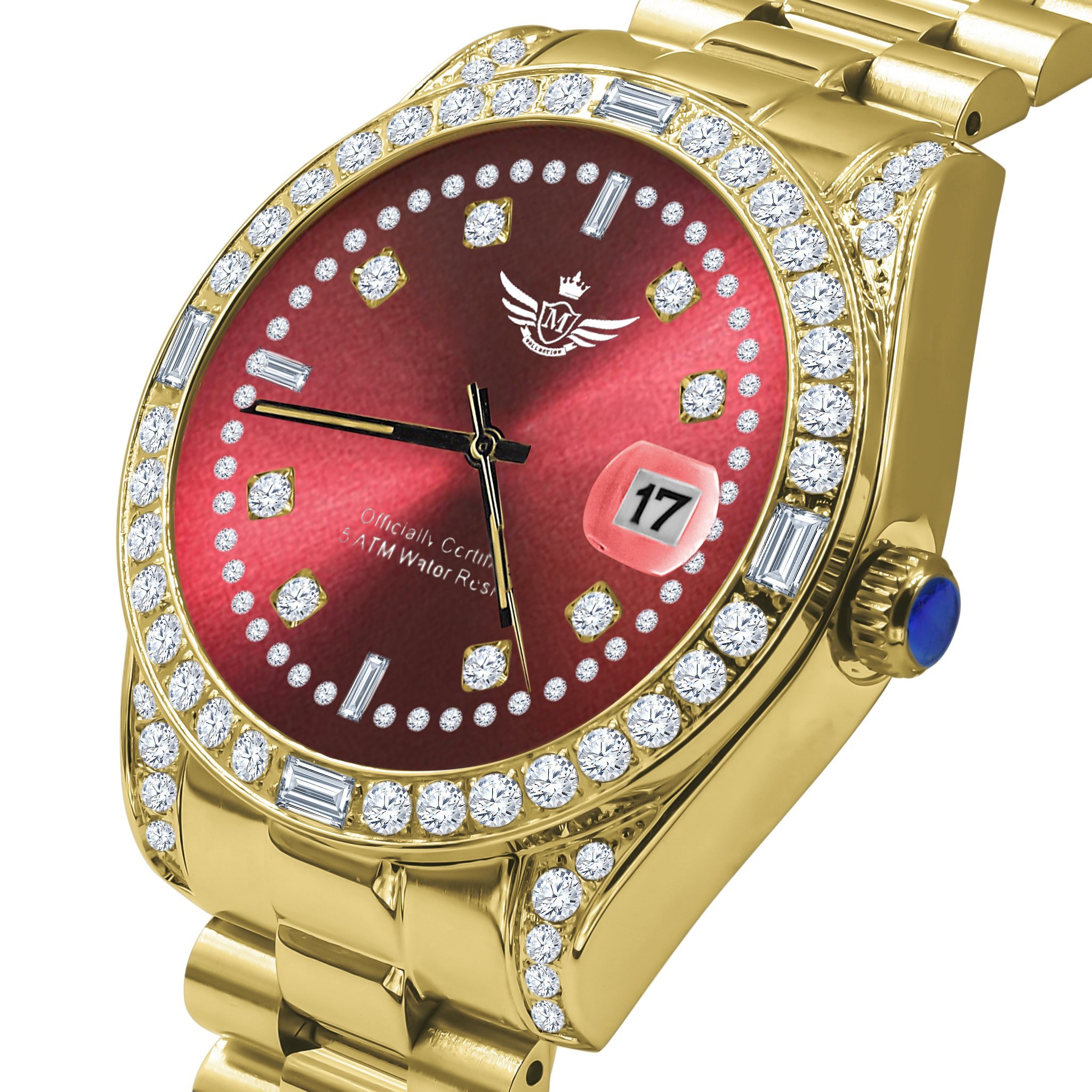 MAJESTY STEEL WATCH featuring a stainless steel design with cubic zirconia embellishments, showcasing its elegance and durability.