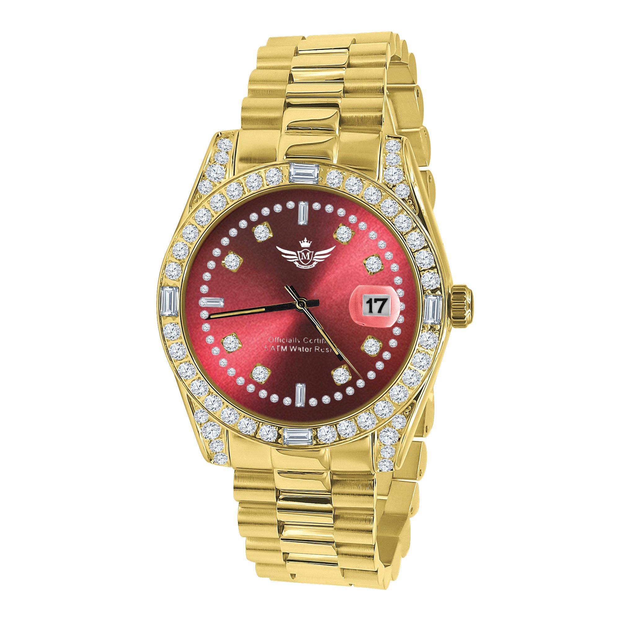 MAJESTY STEEL WATCH featuring a stainless steel design with cubic zirconia embellishments, showcasing its elegance and durability.