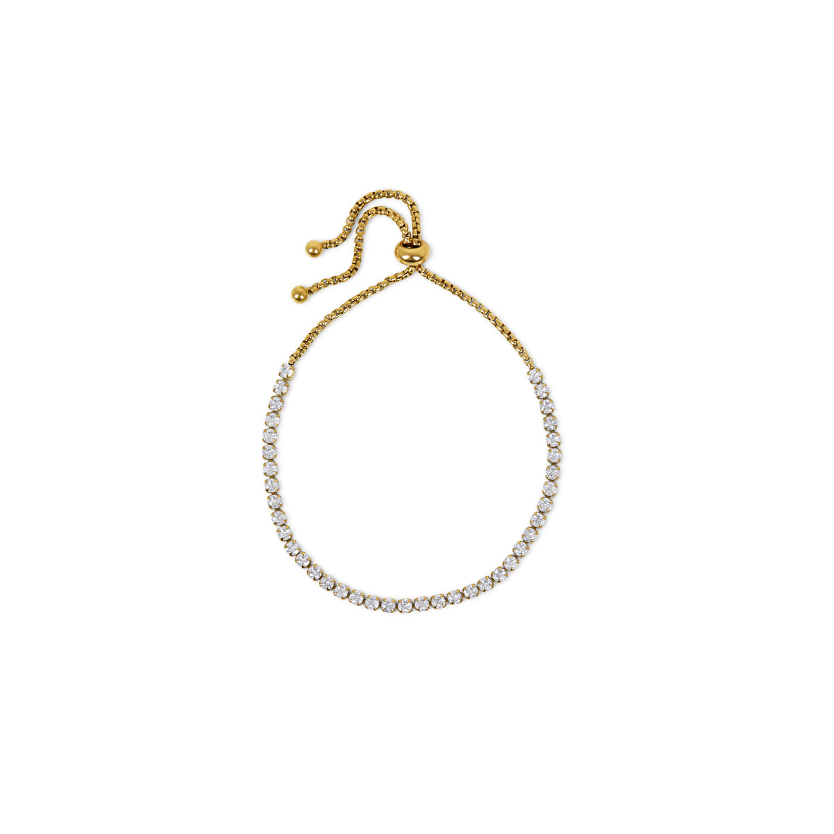 Mariam Tennis Bracelet made of 18k gold plated stainless steel, showcasing its elegant design and durable construction.