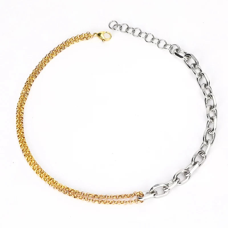 Mariana Two Tone Chain, a stylish 16-inch necklace featuring a unique two-tone design, perfect for layering and everyday wear.