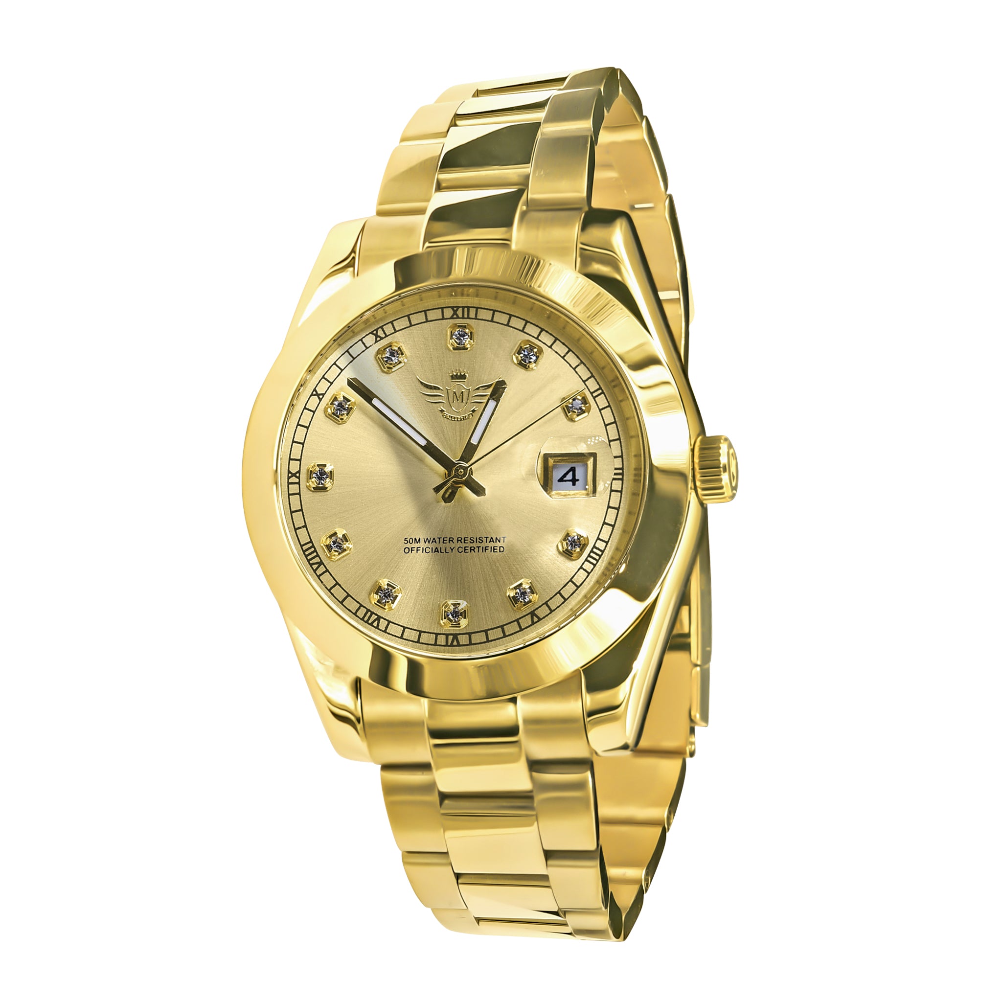 MARSHAL STEEL AUTOMATIC WATCH I 530682 featuring a sparkling CZ stone dial and polished stainless steel band.