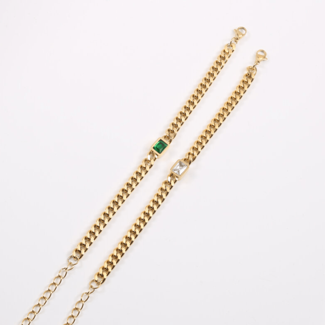 Martha Cuban Link Chain Bracelet 8mm in stainless steel with 18K gold plating, showcasing its chunky design and adjustable length.