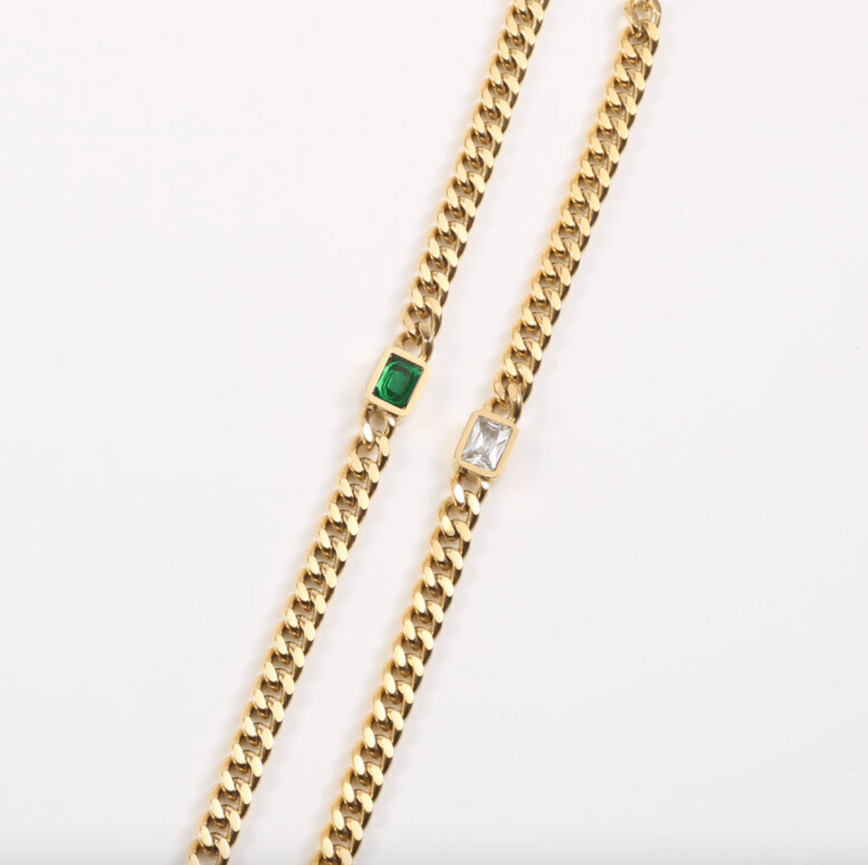 Martha Cuban Link Chain Bracelet 8mm in stainless steel with 18K gold plating, showcasing its chunky design and adjustable length.