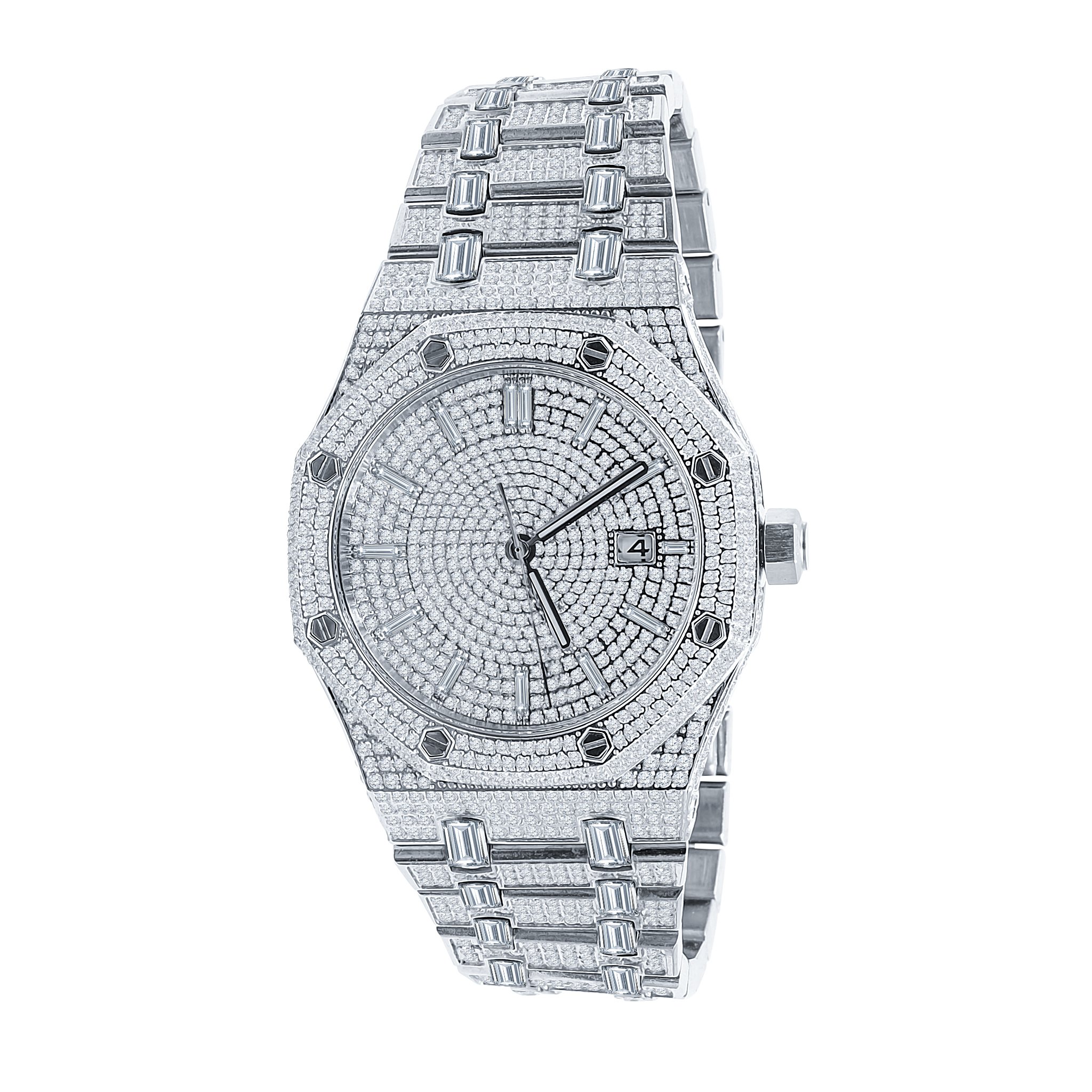 MAVERICK Steel Watch showcasing its bling metal design, rhodium plating, and adjustable links.