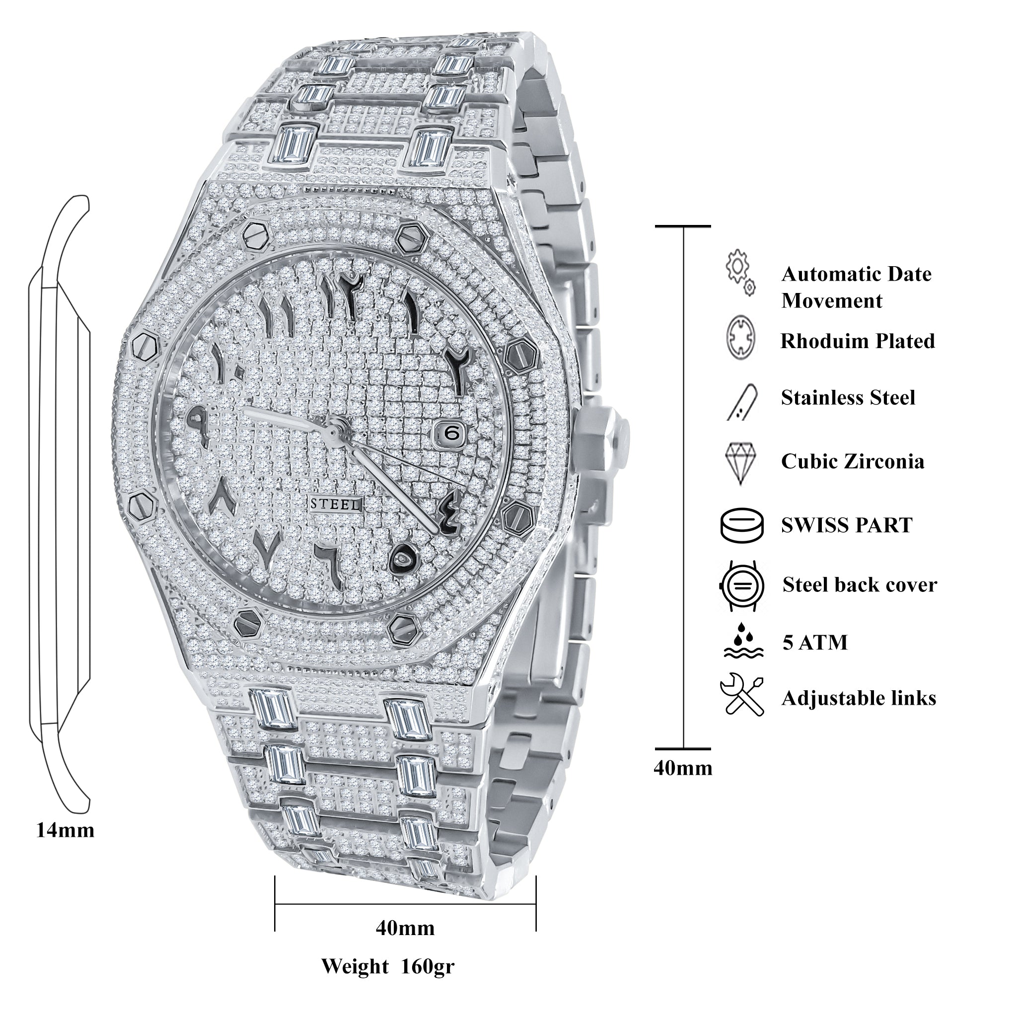 MAVERICK STEEL WATCH CZ I 530781 featuring cubic zirconia stones and a stainless steel bracelet, showcasing its elegant design.