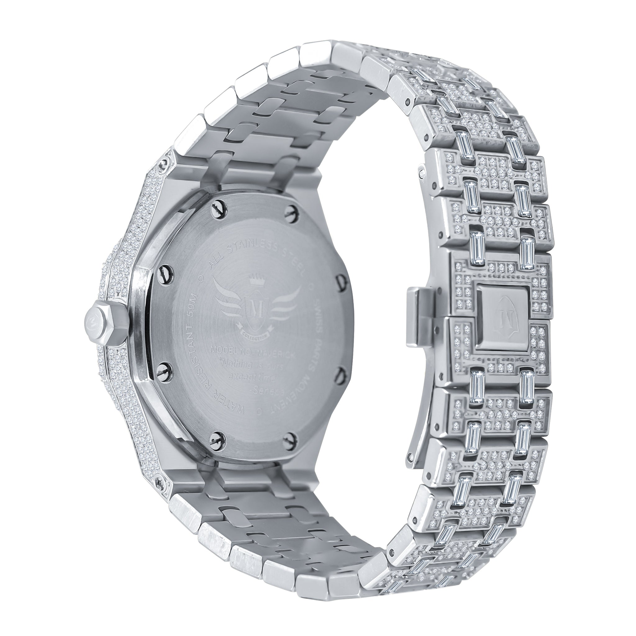 MAVERICK STEEL WATCH CZ I 530781 featuring cubic zirconia stones and a stainless steel bracelet, showcasing its elegant design.