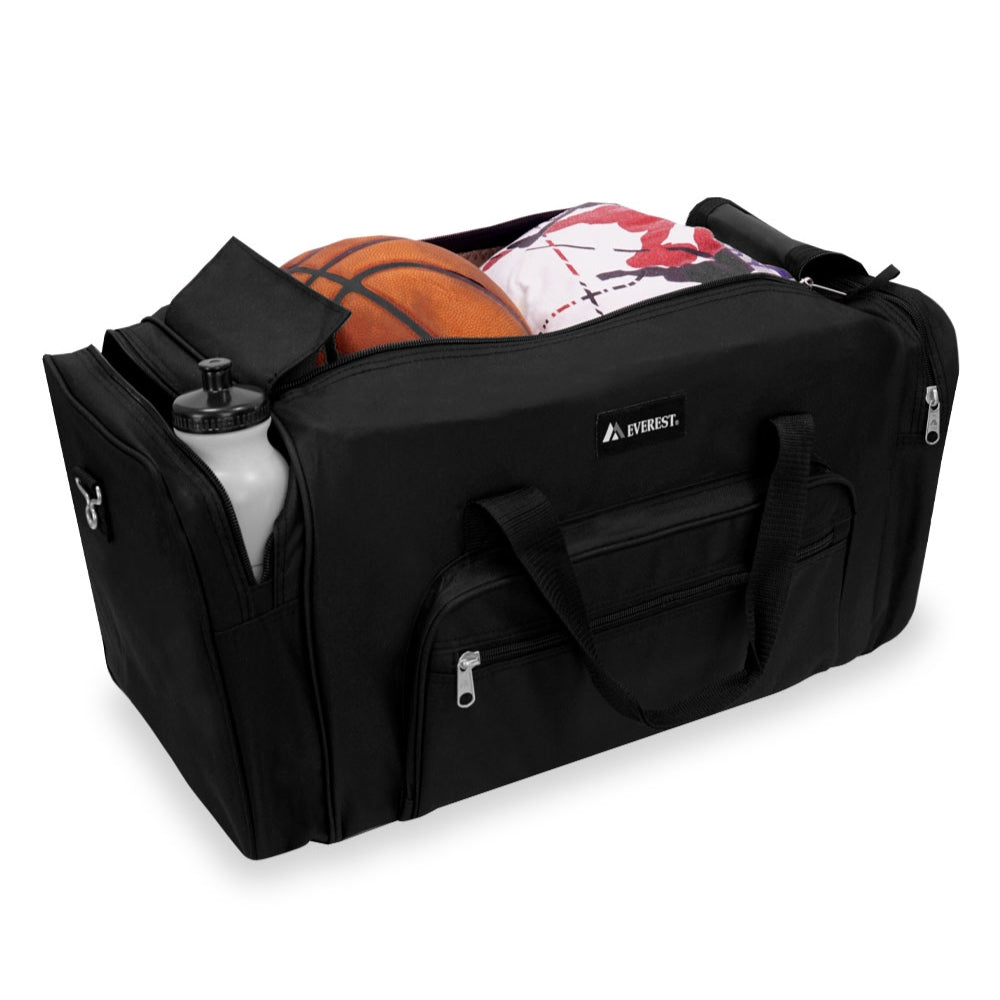 A medium-sized classic gear duffel bag in a stylish design, featuring a spacious main compartment and a comfortable shoulder strap.