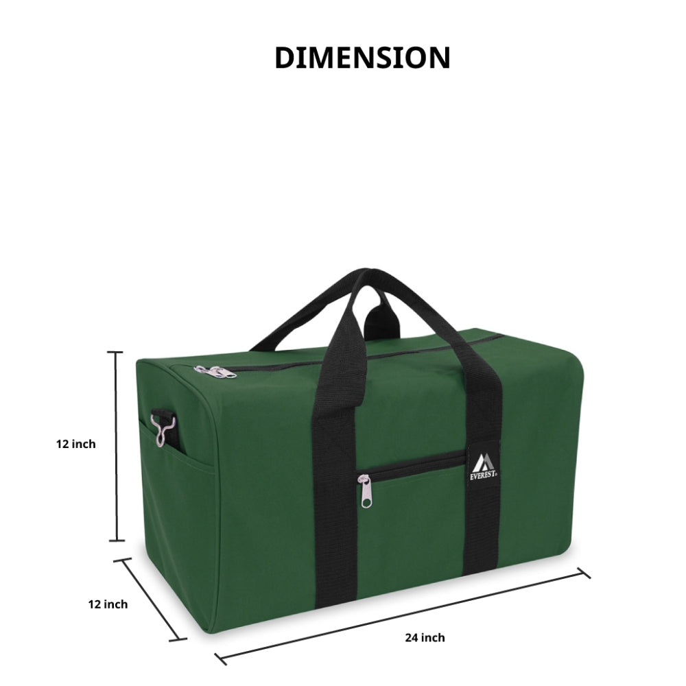 Medium Gear Duffel Bag in durable 600D polyester with multiple pockets and padded shoulder straps, ideal for travel and outdoor activities.