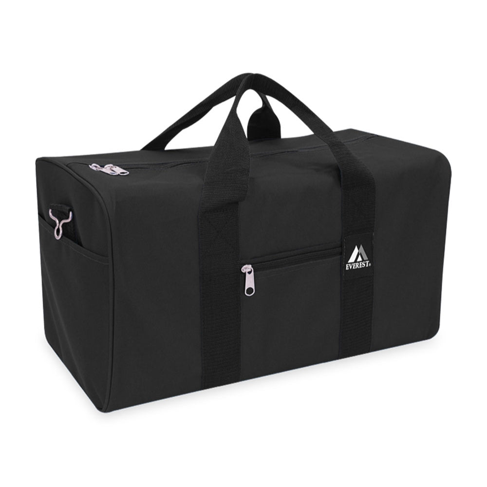 Medium Gear Duffel Bag in durable 600D polyester with multiple pockets and padded shoulder straps, ideal for travel and outdoor activities.