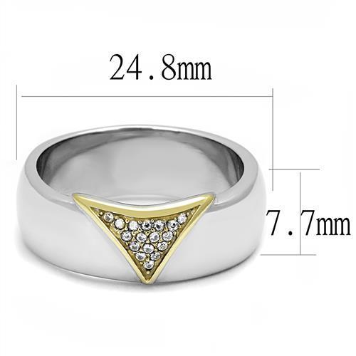 Men's stainless steel ring with cubic zirconia, featuring a two-tone IP gold finish, elegantly designed for style and durability.