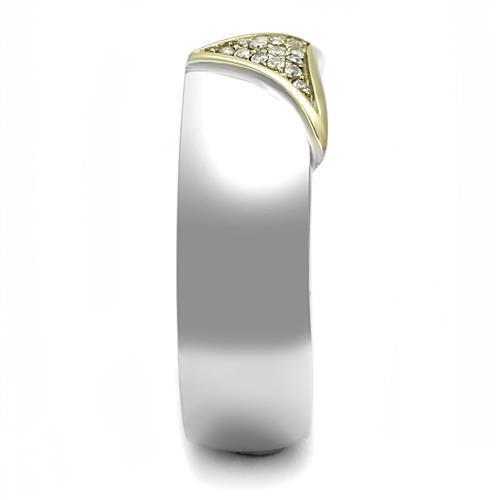 Men's stainless steel ring with cubic zirconia, featuring a two-tone IP gold finish, elegantly designed for style and durability.