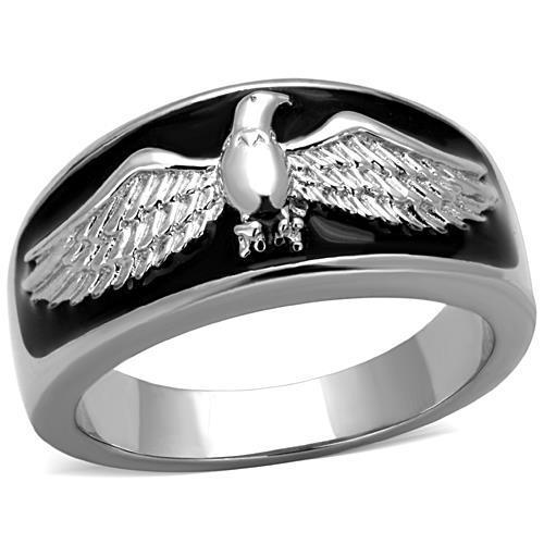 Men's stainless steel epoxy ring with high-polished jet finish, showcasing a sleek and modern design.