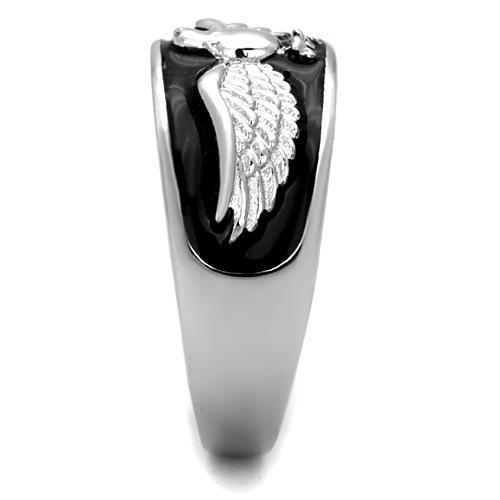 Men's stainless steel epoxy ring with high-polished jet finish, showcasing a sleek and modern design.