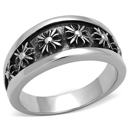 Men's stainless steel epoxy ring with high polished finish in jet color, showcasing modern design and durability.