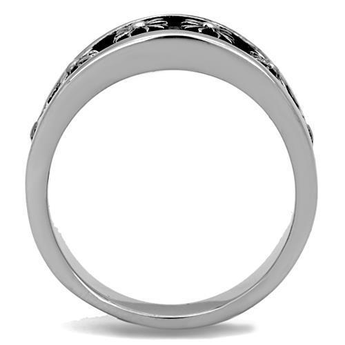 Men's stainless steel epoxy ring with high polished finish in jet color, showcasing modern design and durability.