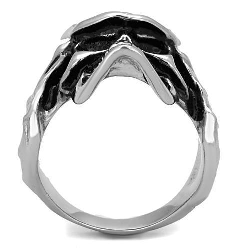 Men's stainless steel epoxy ring with high polish and jet black finish, showcasing a sleek and modern design.