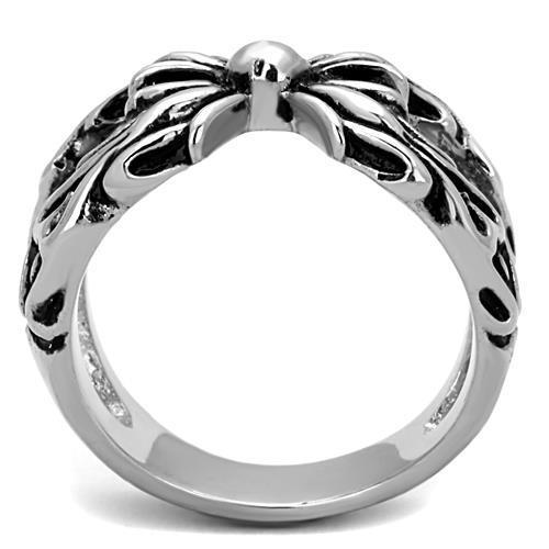 Men's stainless steel epoxy ring in jet black with high polished finish.