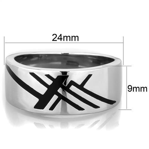 Men's stainless steel epoxy ring with high polish finish in jet color, showcasing modern design and durability.