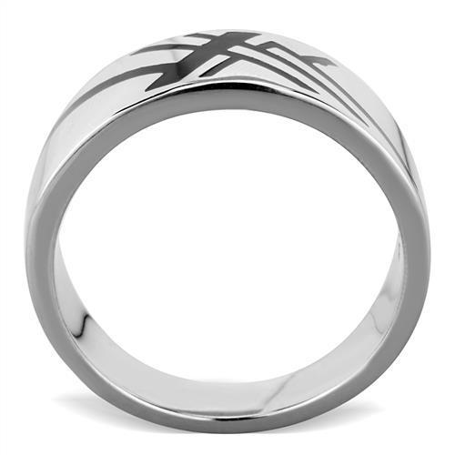 Men's stainless steel epoxy ring with high polish finish in jet color, showcasing modern design and durability.