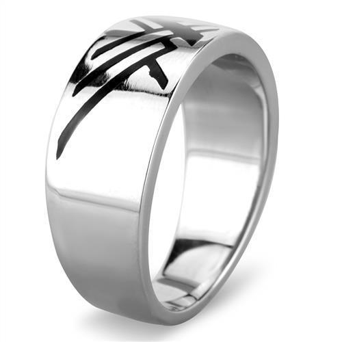 Men's stainless steel epoxy ring with high polish finish in jet color, showcasing modern design and durability.