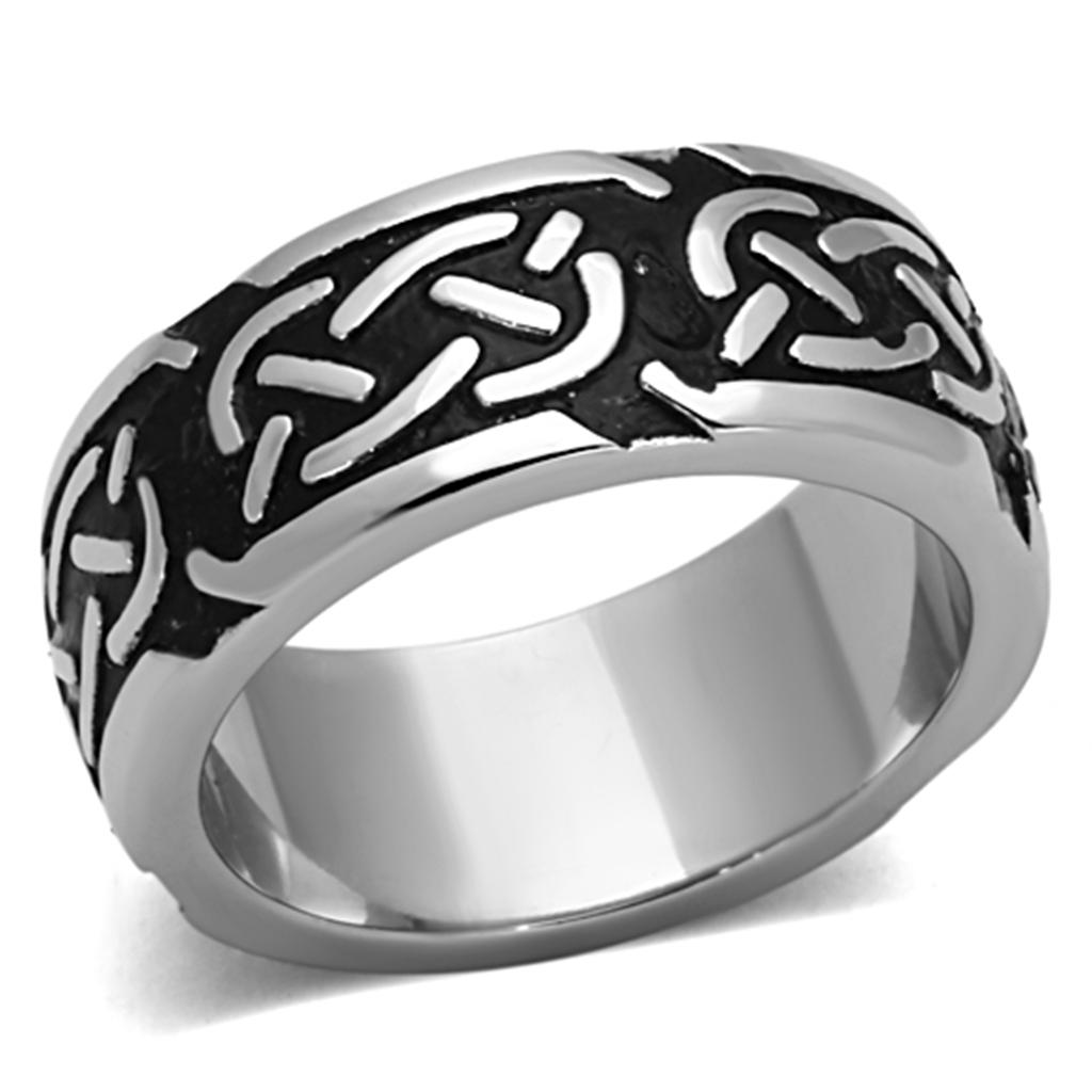 Men's stainless steel epoxy ring TK1197 with high-polished finish and jet color, showcasing its sleek design and durability.