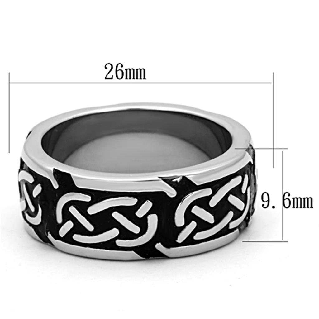 Men's stainless steel epoxy ring TK1197 with high-polished finish and jet color, showcasing its sleek design and durability.