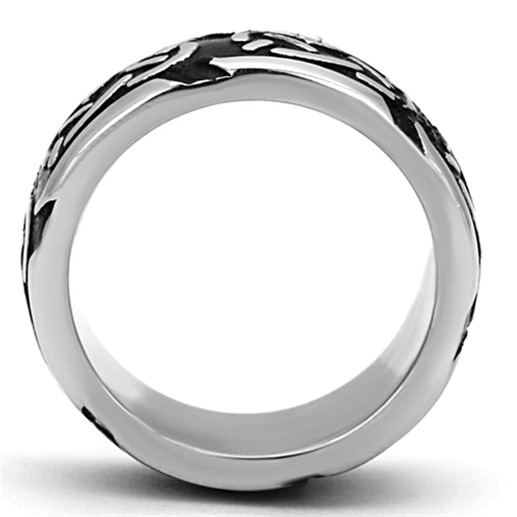 Men's stainless steel epoxy ring TK1197 with high-polished finish and jet color, showcasing its sleek design and durability.