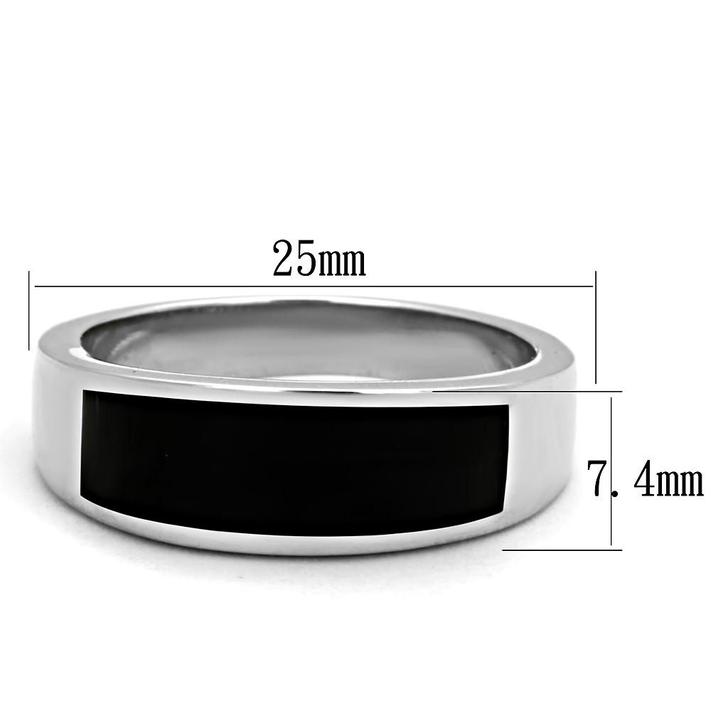 Men's stainless steel epoxy ring TK2062 with high-polished jet color finish, showcasing its sleek and modern design.