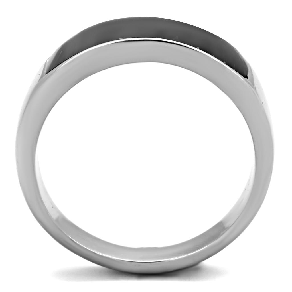 Men's stainless steel epoxy ring TK2062 with high-polished jet color finish, showcasing its sleek and modern design.