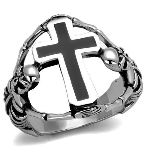 Men's stainless steel epoxy ring TK2313 with high-polished jet color finish, showcasing its sleek and modern design.