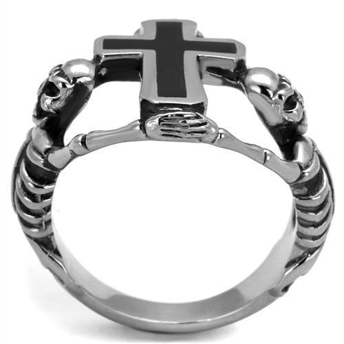 Men's stainless steel epoxy ring TK2313 with high-polished jet color finish, showcasing its sleek and modern design.