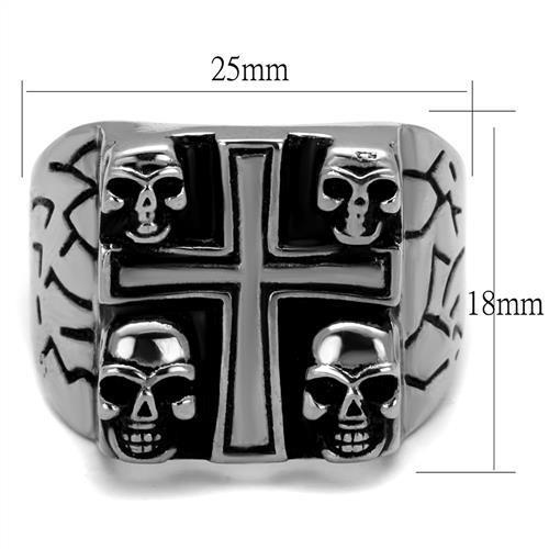 Men's stainless steel epoxy ring TK2316 with high-polished finish and jet black epoxy design.