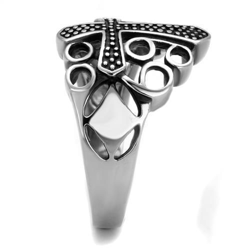 Men's stainless steel epoxy ring in jet black, high-polished finish, showcasing a sleek and modern design.