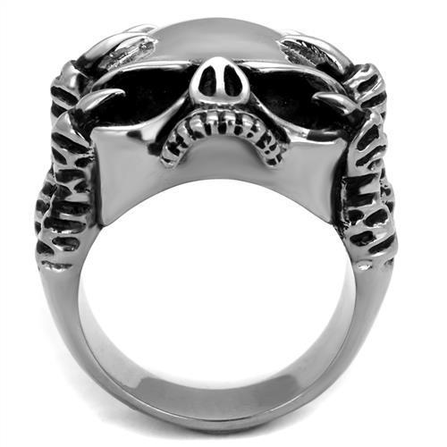 Men's stainless steel ring with jet epoxy inlay, high polished finish.