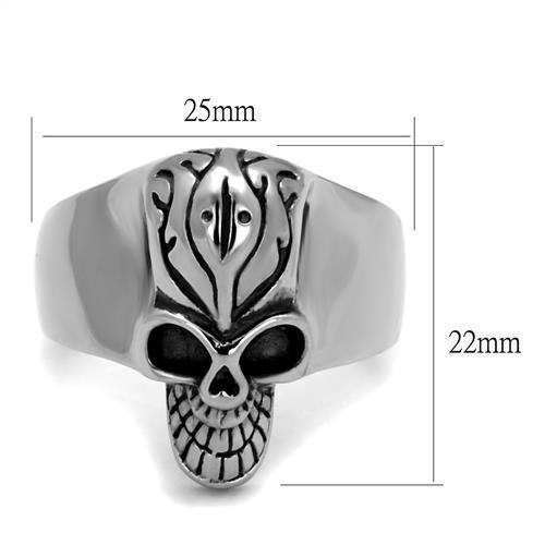 Men's stainless steel ring with jet epoxy inlay, high polished finish.