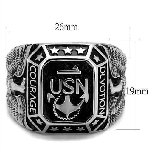 Men's stainless steel epoxy ring with high-polished finish and jet black color, showcasing its elegant design.