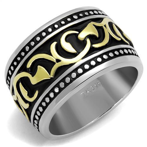 Men's stainless steel epoxy ring TK2234 with two-tone IP gold finish and sleek design.